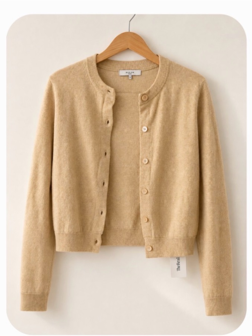 Almia Soft Beige Button-Front Cardigan